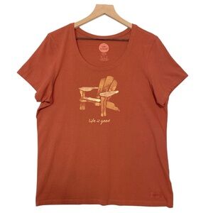 Life Is‎ Good Classic Tee Size L Relaxing Chair Graphic Positive Vibes Outdoor